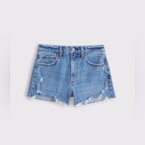 Abercrombie Curve Love High Rise Mom Short in Medium Indigo